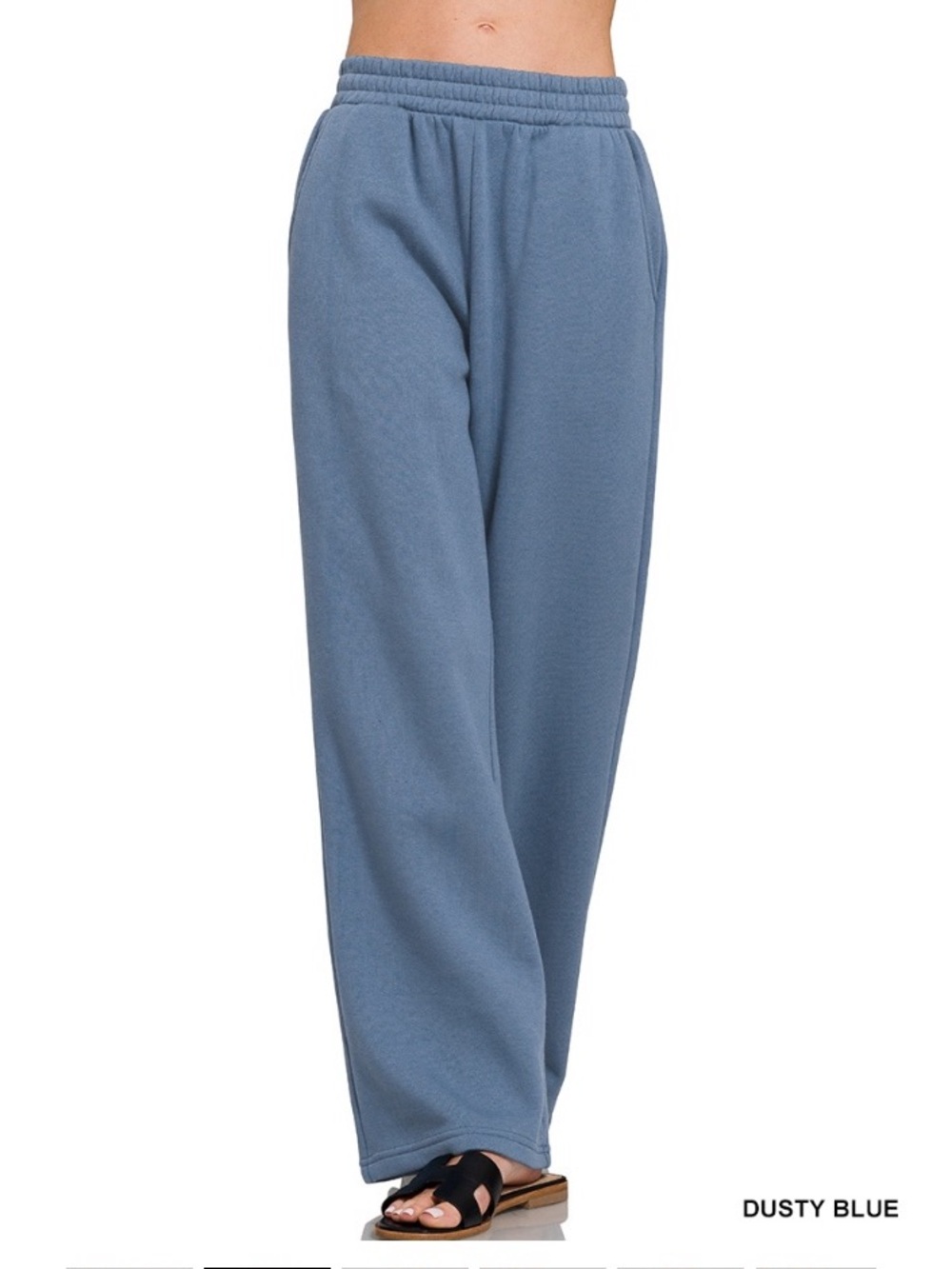 92 Zenana dusty blue FLEECE PANTS WITH POCKET